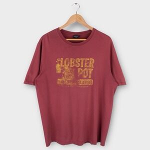 Vintage American Eagle Outfitters Lobster Pot Pub Graphic T-Shirt Red Men's L